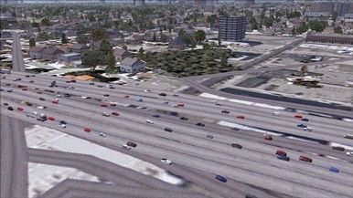 Dense traffic in L.A., Calif., USA