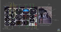 vignette-lien vers une vue dtaille du tableau de bord d'un hlicoptre, avec une vue gnrale du poste de pilotage
