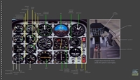 thumbnail to a view of a helicopter's panel in details, with a general view of the flight deck