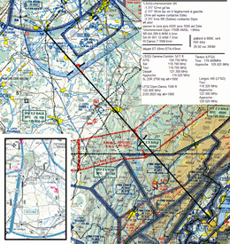 vignette-lien vers une vue d'une carte VFR avec donnes pour servir de base à une navigation dans FSX, solution qui s'approche au mieux de l'utilisation d'une planche de vol