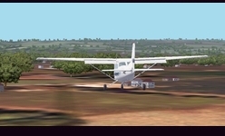 illustration for the tutorial Short-Field and Soft/Rough-Field Takeoff And Landing, Turbulent Air Landing: a GA plane performing a short-field landing