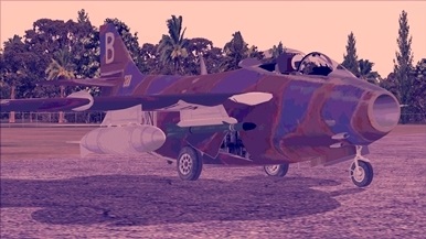 A UN Swedish SAAB J-29F on a airport in southern Congo