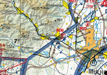 illustration for the tutorial: useful sites like Skyvector.com, http://skyvector.com/ are providing for real world VFR charts! (the excerpt here is a VFR chart for France from Carte Aero, http://carte.f-aero.fr/carte-aero-v2/)
